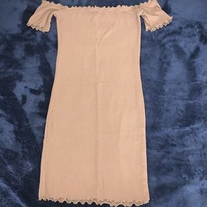 Ribbed lettuce edge mini dress